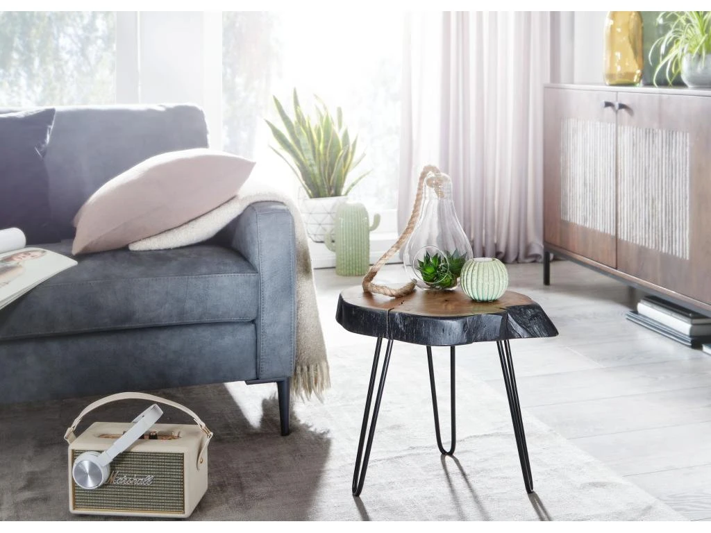 Table D'appoint En Bois Massif Et Metal 40x40x32cm Table Basse De Salon 3 Table D'appoint En Bois Massif Et Metal 40x40x32cm Table Basse De Salon – Image 3