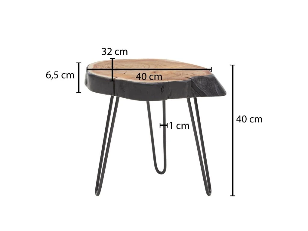 Table D'appoint En Bois Massif Et Metal 40x40x32cm Table Basse De Salon 4 Table D'appoint En Bois Massif Et Metal 40x40x32cm Table Basse De Salon – Image 4