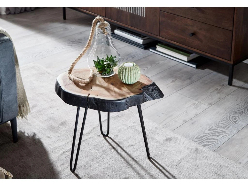 Table D'appoint En Bois Massif Et Metal 40x40x32cm Table Basse De Salon 5 Table D'appoint En Bois Massif Et Metal 40x40x32cm Table Basse De Salon – Image 5