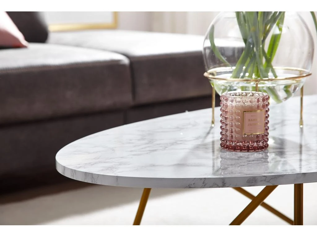 Table Basse Aspect Marbre Blanc 120 Cm Table De Salon Table Ovale Table Basse 6 Table Basse Aspect Marbre Blanc 120 Cm Table De Salon Table Ovale Table Basse – Image 6