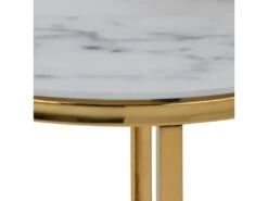 Alisma Table Basse, 2 Tablettes De Rangement, Cadre Doré, Impression Marbre Blanc. -Deco.fr Soldes Boutique table basse 22356693
