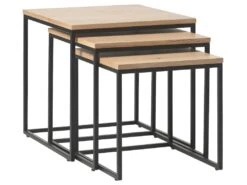 Rivoli Tables Gigognes, Set De 3 Pièces, Décor De Chêne Teinte Naturelle.