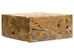 Table Basse Carrée L.100 Cm Avec Assemblage De Bois De Teck - TEKKU
