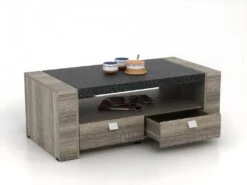 Table Basse METEORITE - 2 Tiroirs - MDF Plateau Effet Granite 16 Table Basse METEORITE - 2 Tiroirs - MDF Plateau Effet Granite -Deco.fr Soldes Boutique table basse 225723