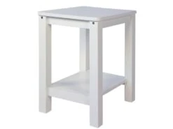 Table D'appoint Table De Chevet En Bois Blanc Hauteur 74 Cm TABA06007