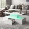 Table Basse Avec Tiroir Et LED - Finition Brillante - Blanc 15 Table Basse Avec Tiroir Et LED - Finition Brillante - Blanc -Deco.fr Soldes Boutique table basse 22970157