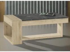 Table Basse Relevable ChĂȘne Blond/Marbre Gris - ESTEBAN