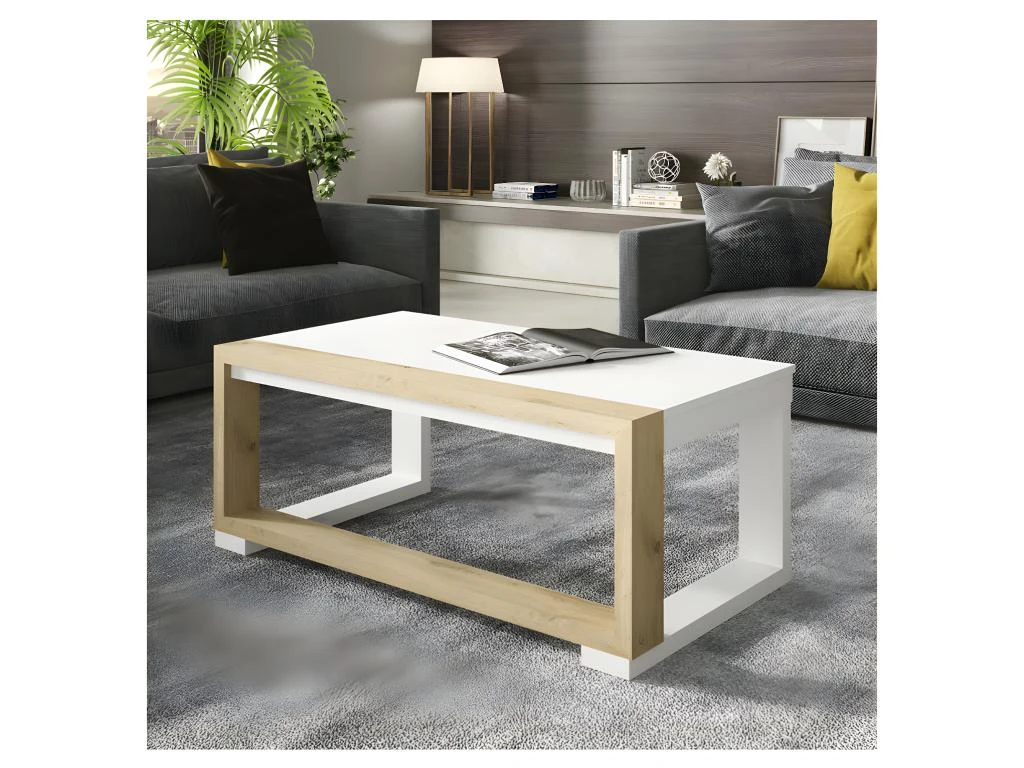 Table Basse Relevable Bois Blanc/Chêne Blond - UPTU 1 Table Basse Relevable Bois Blanc/Chêne Blond - UPTU