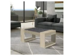 Table Basse Relevable Chêne Beige/Marbre Gris - PLAMOR