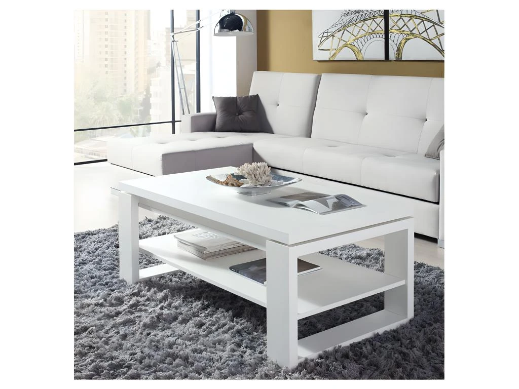 Table Basse Blanche Relevable - REENA 1 Table Basse Blanche Relevable - REENA