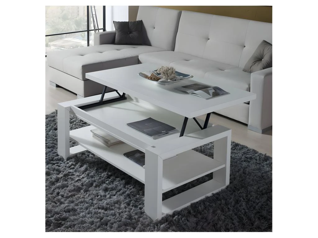 Table Basse Blanche Relevable - REENA 2 Table Basse Blanche Relevable - REENA – Image 2