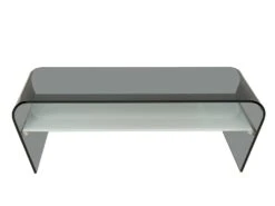 Table Basse - Verre Trempé Noir - Tablette Blanche Laquée - KELLY -Deco.fr Soldes Boutique table basse 241613