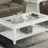 Table Basse GUERANDE - Plateau En Verre Trempé - Pin Blanc -Deco.fr Soldes Boutique table basse 243205