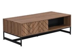 Table Basse Avec 2 Tiroirs Et 2 Niches - MDF - Naturel Et Noir - CARATANA 11 Table Basse Avec 2 Tiroirs Et 2 Niches - MDF - Naturel Et Noir - CARATANA -Deco.fr Soldes Boutique table basse 2885325