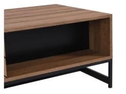 Table Basse Avec 2 Tiroirs Et 2 Niches - MDF - Naturel Et Noir - CARATANA 15 Table Basse Avec 2 Tiroirs Et 2 Niches - MDF - Naturel Et Noir - CARATANA -Deco.fr Soldes Boutique table basse 2885343