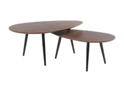 Tables Basses Gigognes MILENA - MDF & Métal - Coloris Noyer -Deco.fr Soldes Boutique table basse 361159