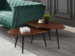 Tables Basses Gigognes MILENA - MDF & Métal - Coloris Noyer -Deco.fr Soldes Boutique table basse 361163