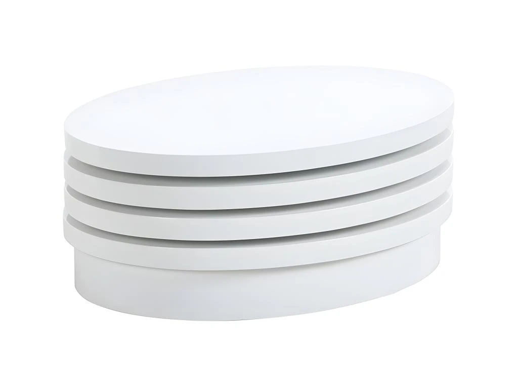 Table Basse Pivotante Ovale CIRCUS - MDF Laqué - Blanc 2 Table Basse Pivotante Ovale CIRCUS - MDF Laqué - Blanc – Image 2