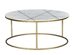 Table Basse ORNEA - Marbre Blanc Et Métal Doré -Deco.fr Soldes Boutique table basse 387441