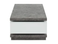 Table Basse FLAVIAN Coffre De Rangements Pivotant - MDF Blanc Laqué Et Plateau Effet Béton -Deco.fr Soldes Boutique table basse 387669