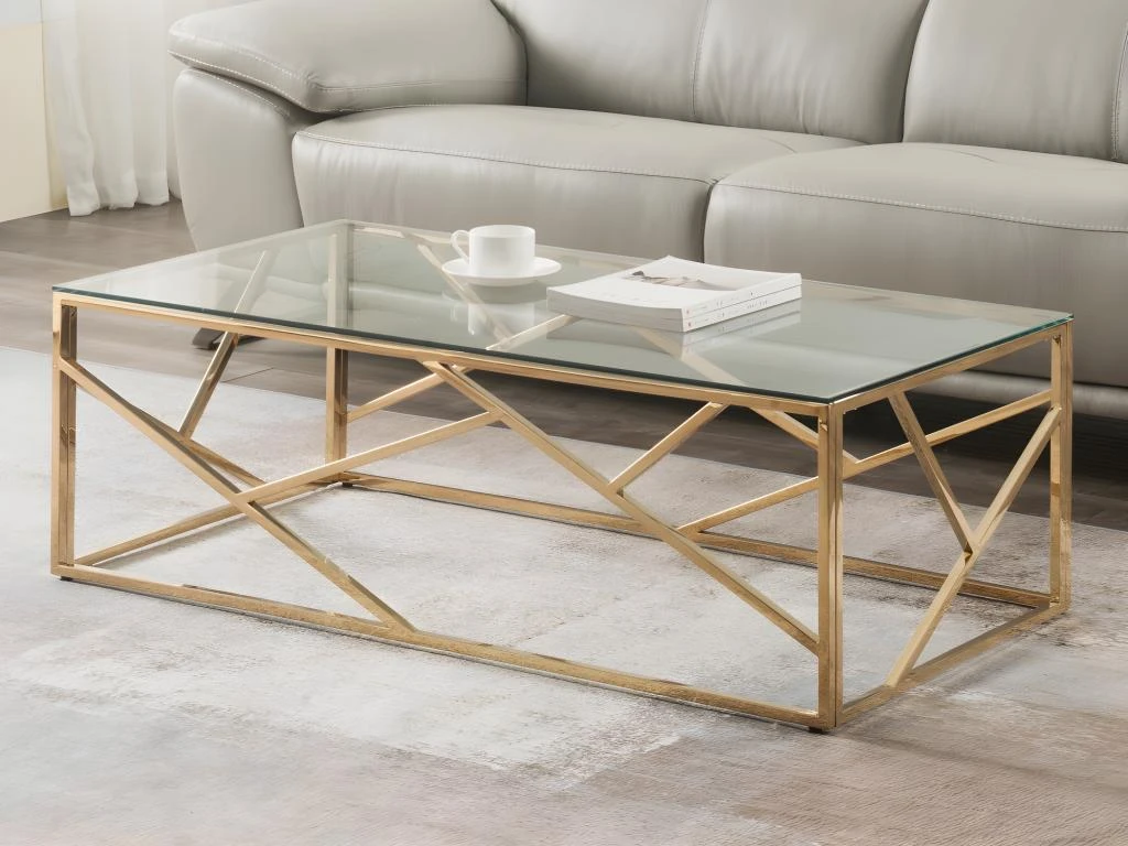 Table Basse ATHENA De Pascal MORABITO - Verre Trempé Et Acier - Doré 1 Table Basse ATHENA De Pascal MORABITO - Verre Trempé Et Acier - Doré