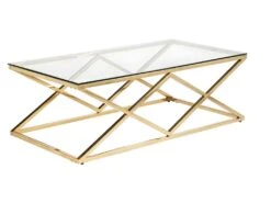 Table Basse CHARLOTTE De Pascal MORABITO - Verre Trempé Et Acier - Doré -Deco.fr Soldes Boutique table basse 389571