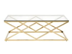 Table Basse CHARLOTTE De Pascal MORABITO - Verre Trempé Et Acier - Doré -Deco.fr Soldes Boutique table basse 389573