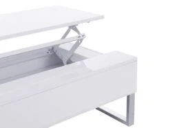 Table Basse Avec Plateau Relevable - MDF Et Métal Chromé - Blanc Laqué - SECALI -Deco.fr Soldes Boutique table basse 3969665