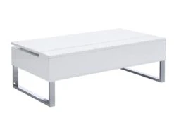 Table Basse Avec Plateau Relevable - MDF Et Métal Chromé - Blanc Laqué - SECALI -Deco.fr Soldes Boutique table basse 3969673