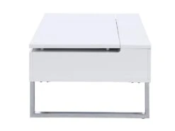 Table Basse Avec Plateau Relevable - MDF Et Métal Chromé - Blanc Laqué - SECALI -Deco.fr Soldes Boutique table basse 3969675