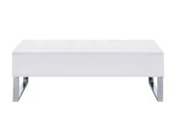 Table Basse Avec Plateau Relevable - MDF Et Métal Chromé - Blanc Laqué - SECALI -Deco.fr Soldes Boutique table basse 3969677