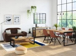 Table Basse HARLEM - Double Plateau - Bois De Manguier Et Métal -Deco.fr Soldes Boutique table basse 401141