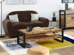 Table Basse HARLEM - Double Plateau - Bois De Manguier Et Métal