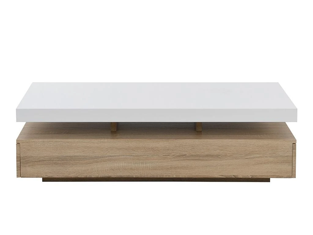 Table Basse Avec 2 Tiroirs En MDF - Naturel Clair Et Blanc - FELIX 2 Table Basse Avec 2 Tiroirs En MDF - Naturel Clair Et Blanc - FELIX – Image 2