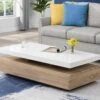 Table Basse Avec 2 Tiroirs En MDF - Naturel Clair Et Blanc - FELIX -Deco.fr Soldes Boutique table basse 414873