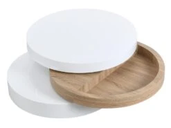 Table Basse Pivotante Ronde Avec 1 Niche En MDF - Blanc Et Naturel Clair - JANITA -Deco.fr Soldes Boutique table basse 414929