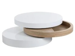 Table Basse Pivotante Ronde Avec 1 Niche En MDF - Blanc Et Naturel Clair - JANITA -Deco.fr Soldes Boutique table basse 414931