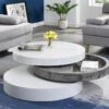 Table Basse Pivotante Ronde Avec 1 Niche En MDF - Béton Et Blanc - JANITA 13 Table Basse Pivotante Ronde Avec 1 Niche En MDF - Béton Et Blanc - JANITA -Deco.fr Soldes Boutique table basse 414941