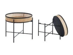 Lot De 2 Tables Basses Pliantes - Bambou, Rotin Et Métal - Naturel & Noir - HANOI -Deco.fr Soldes Boutique table basse 420597
