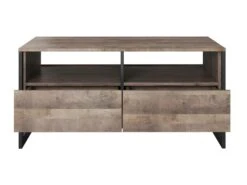 Table Basse LAONILE - 2 Tiroirs Et 2 Niches - Noyer Et Anthracite -Deco.fr Soldes Boutique table basse 477593