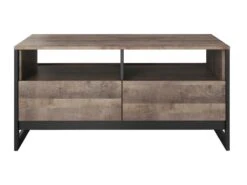 Table Basse LAONILE - 2 Tiroirs Et 2 Niches - Noyer Et Anthracite -Deco.fr Soldes Boutique table basse 477597