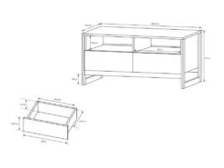 Table Basse LAONILE - 2 Tiroirs Et 2 Niches - Noyer Et Anthracite -Deco.fr Soldes Boutique table basse 477599