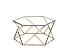 Table Basse En Verre Trempé Et Acier Inoxydable - Doré - KERIANE De Pascal MORABITO -Deco.fr Soldes Boutique table basse 578431