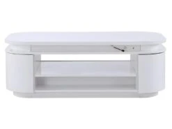 Table Basse 4 Portes Et 1 Tiroir Avec LEDs - MDF - Blanc Laqué - VANDANA -Deco.fr Soldes Boutique table basse 722043