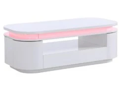 Table Basse 4 Portes Et 1 Tiroir Avec LEDs - MDF - Blanc Laqué - VANDANA -Deco.fr Soldes Boutique table basse 722053