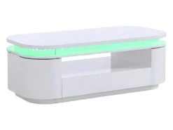 Table Basse 4 Portes Et 1 Tiroir Avec LEDs - MDF - Blanc Laqué - VANDANA -Deco.fr Soldes Boutique table basse 722055