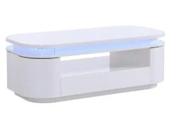 Table Basse 4 Portes Et 1 Tiroir Avec LEDs - MDF - Blanc Laqué - VANDANA -Deco.fr Soldes Boutique table basse 722057