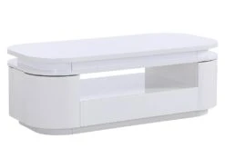 Table Basse 4 Portes Et 1 Tiroir Avec LEDs - MDF - Blanc Laqué - VANDANA -Deco.fr Soldes Boutique table basse 722059