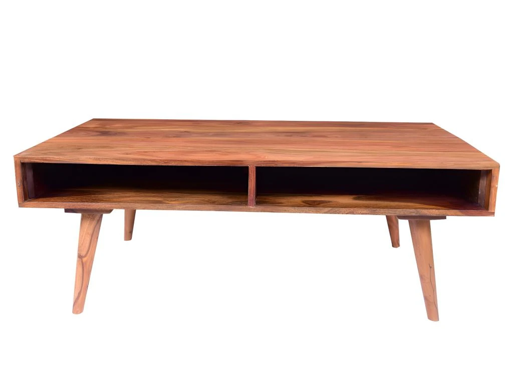 Table Basse Avec 1 Tiroir Et 1 Niche - Bois De Sheesham - Naturel Et Noir - PALONI 7 Table Basse Avec 1 Tiroir Et 1 Niche - Bois De Sheesham - Naturel Et Noir - PALONI – Image 7