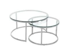 Tables Basses Gigognes En Verre Trempé Et Acier Inoxydable - Coloris : Argent - MAEVANE De Pascal MORABITO 10 Tables Basses Gigognes En Verre Trempé Et Acier Inoxydable - Coloris : Argent - MAEVANE De Pascal MORABITO -Deco.fr Soldes Boutique table basse 8550617